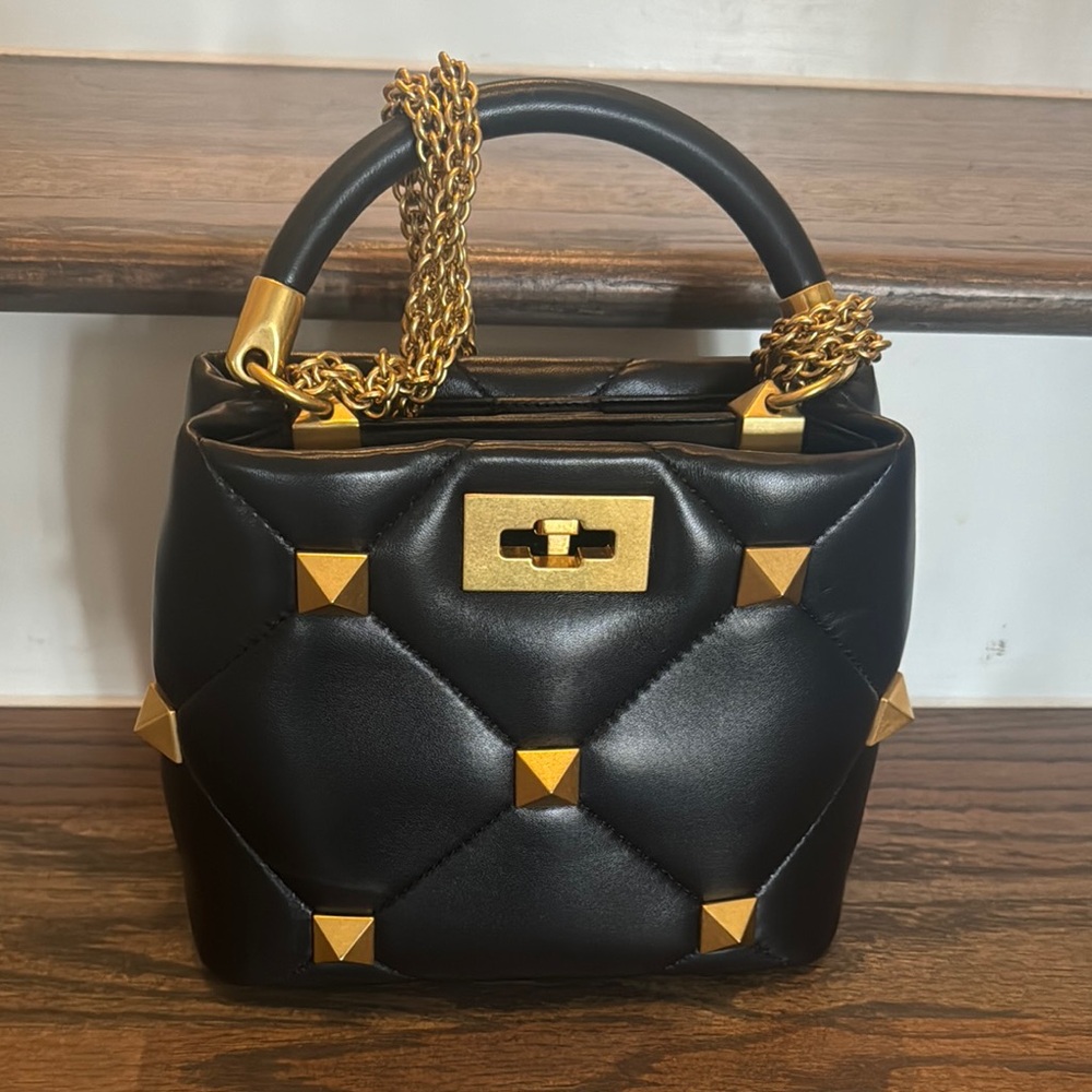 Valentino Black Mini Bag with Gold Studs